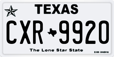 TX license plate CXR9920
