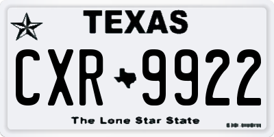TX license plate CXR9922