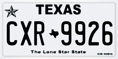 TX license plate CXR9926