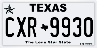 TX license plate CXR9930
