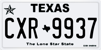 TX license plate CXR9937