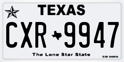 TX license plate CXR9947