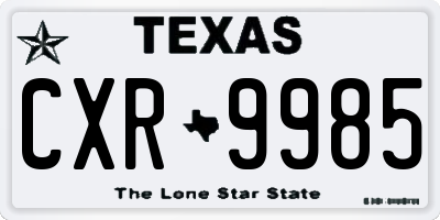 TX license plate CXR9985