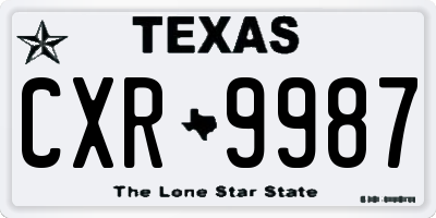 TX license plate CXR9987