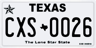 TX license plate CXS0026