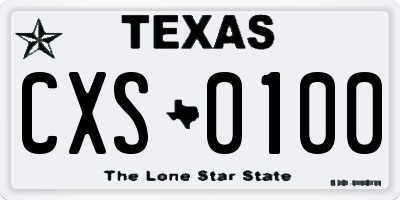 TX license plate CXS0100