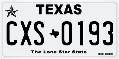 TX license plate CXS0193