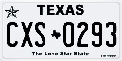 TX license plate CXS0293