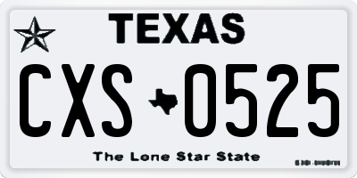 TX license plate CXS0525
