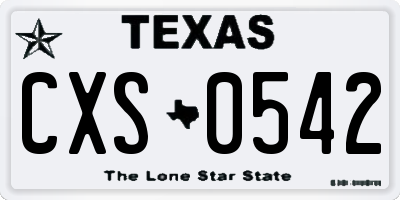 TX license plate CXS0542