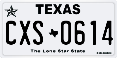 TX license plate CXS0614