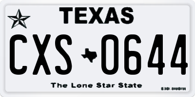 TX license plate CXS0644