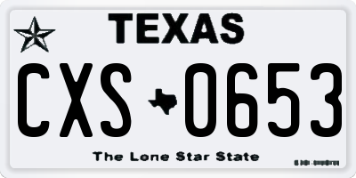TX license plate CXS0653