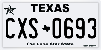 TX license plate CXS0693