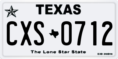 TX license plate CXS0712