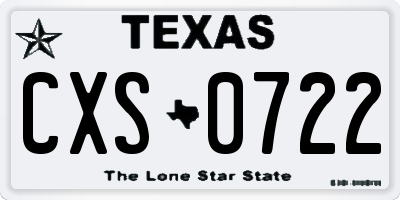 TX license plate CXS0722