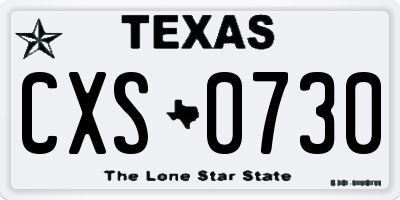TX license plate CXS0730
