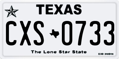 TX license plate CXS0733