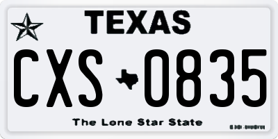 TX license plate CXS0835