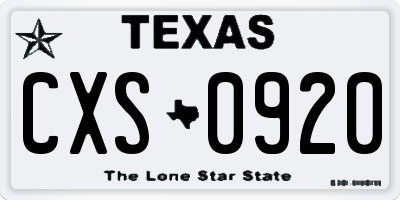 TX license plate CXS0920