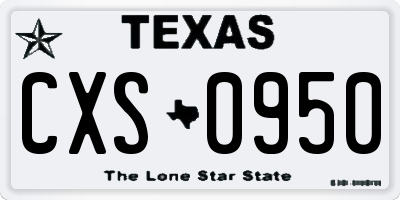 TX license plate CXS0950