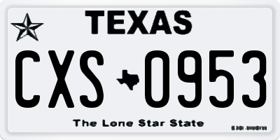 TX license plate CXS0953