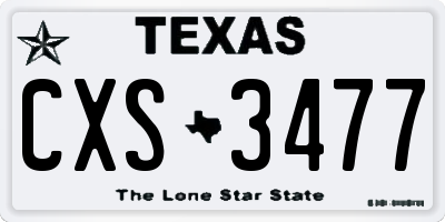 TX license plate CXS3477
