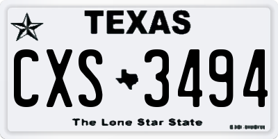 TX license plate CXS3494