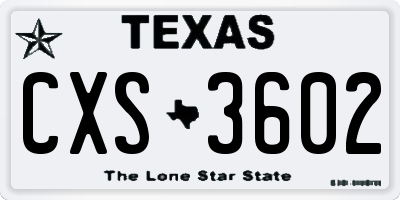 TX license plate CXS3602