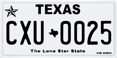 TX license plate CXU0025