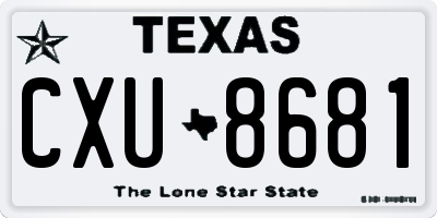 TX license plate CXU8681