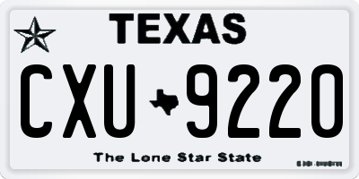 TX license plate CXU9220