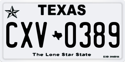 TX license plate CXV0389