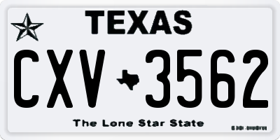 TX license plate CXV3562