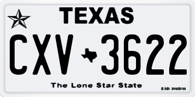 TX license plate CXV3622