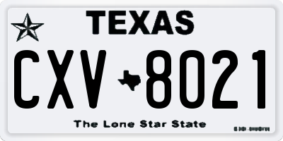 TX license plate CXV8021