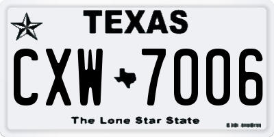 TX license plate CXW7006
