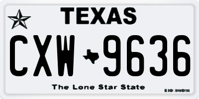 TX license plate CXW9636