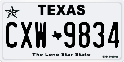 TX license plate CXW9834