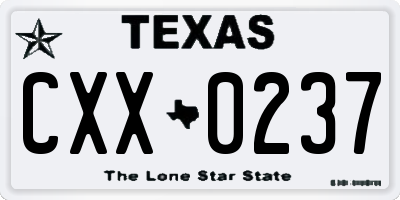 TX license plate CXX0237