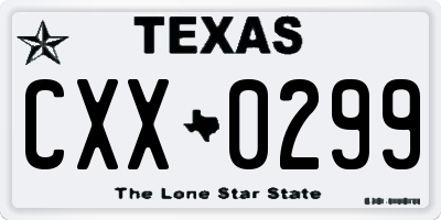 TX license plate CXX0299