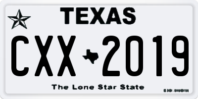 TX license plate CXX2019