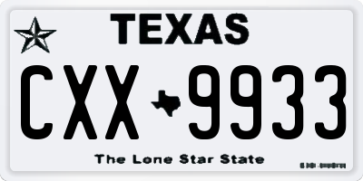 TX license plate CXX9933