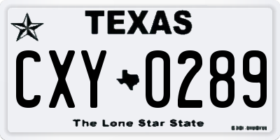 TX license plate CXY0289