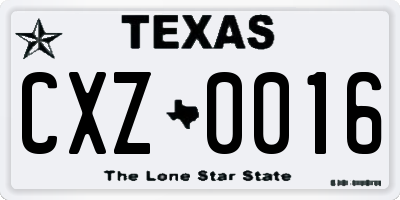 TX license plate CXZ0016
