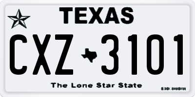 TX license plate CXZ3101