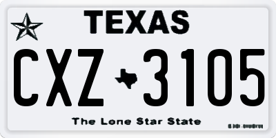TX license plate CXZ3105