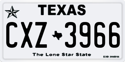 TX license plate CXZ3966