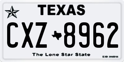 TX license plate CXZ8962
