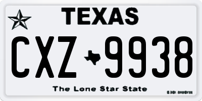 TX license plate CXZ9938